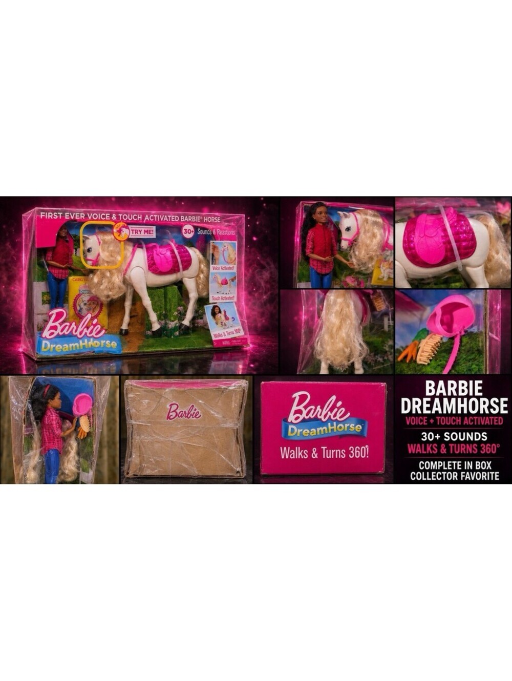 Mattel Barbie Dream Horse Voice Touch Activated Walking Blonde Doll 2016 - NEW